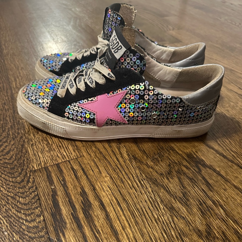 Golden Goose Multicolor Sequin Sneakers with Pink Star size 39